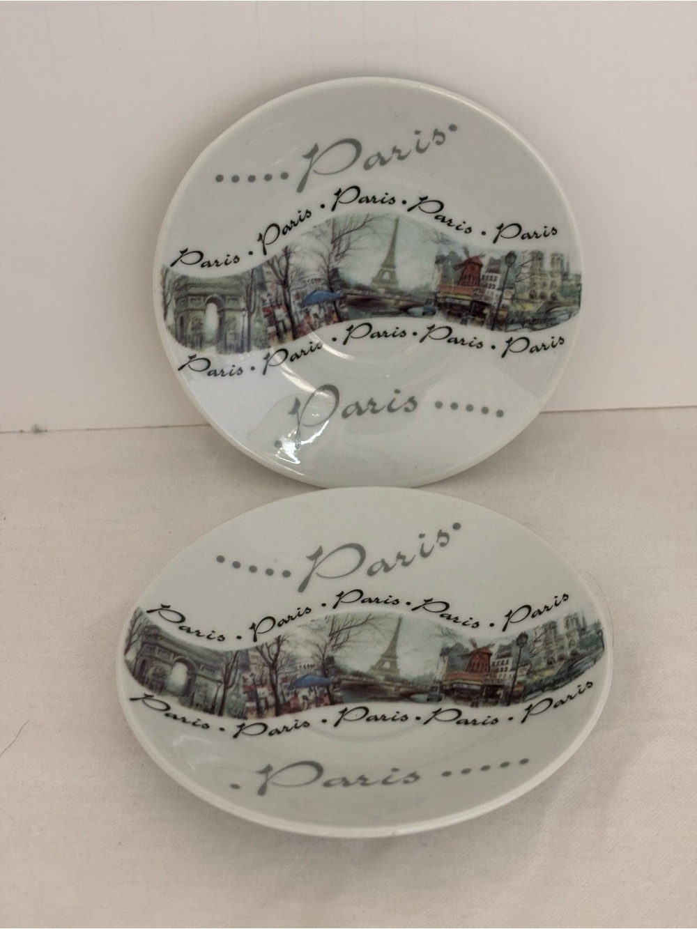 Paris Decorative Ceramic plates - White with Multicolor Scenic Design